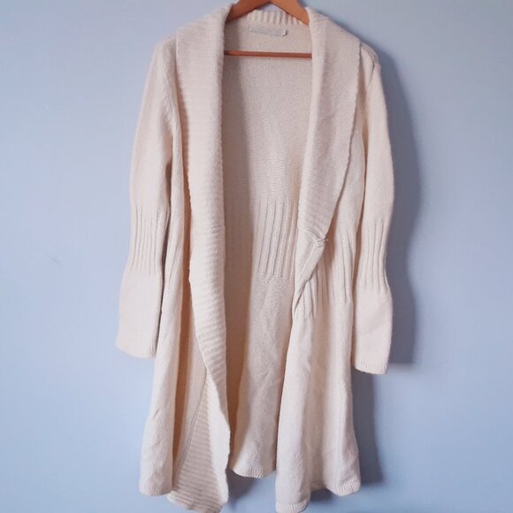 VTG Part Two Maxi Lambswool Open Wrap Cardigan Sweater L - Picture 1 of 11